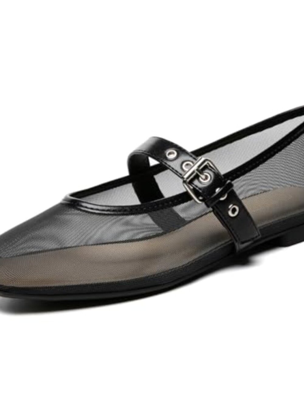 Women Mesh Ballet Flats Square Toe Mary Jane Comfortable Casual Ballerina Shoes